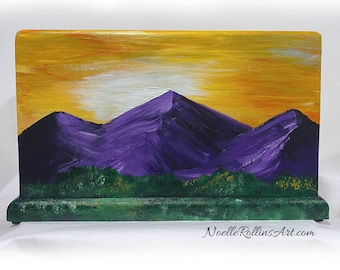 Made to order Mountain Sunset Hand Painted Urn - for cremation and memorial.