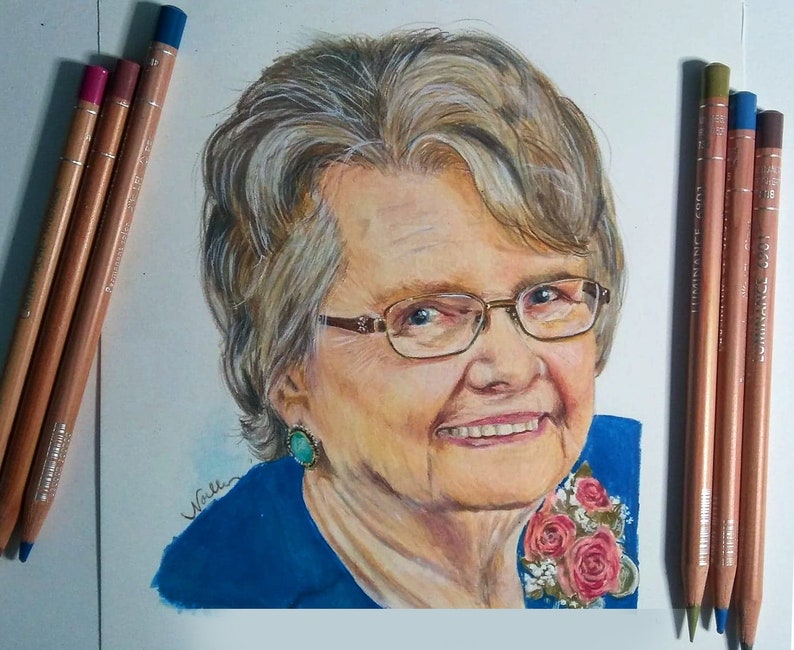 Custom Portrait drawing of woman mom grandma daughter 11x14 image 10