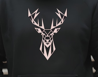 Stylish Deer Graphic Hoodie, Geometric Deer Hoodie, Stag Head Sweatshirt, Minimalist Buck Pullover, Gildan 18500 Hoodie, Hunting Cabin Gift