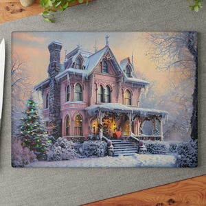 Winter Wonderland Glass Cutting Board: Festive Holiday Kitchen Decor