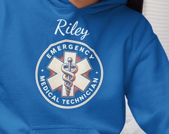 Sudadera con capucha personalizada para técnicos de emergencias médicas, regalo personalizado para héroes de la salud, sudadera con capucha personalizada para técnicos de emergencias médicas, regalo para profesionales de la salud