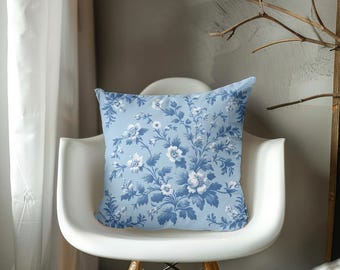 Luxurious Blue Floral Cushion - William Morris Art Nouveau Inspired Home Decor, Blue Flower Accent, Living Room Gift, Elegant Throw Pillow