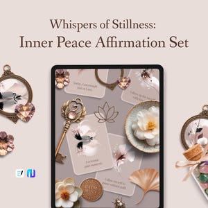 Conjunto de Afirmações de Paz Interior – Cartões de afirmação digitais, adesivos e decorações para diário – Atenção Plena – PNG, GoodNotes e arquivo Noteful