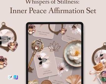 Inner Peace Affirmation Set – Digitale Affirmationskarten, Sticker und Journaling-Deko – Achtsamkeit – PNG, GoodNotes & Noteful-Datei