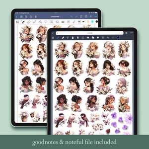 Digitales Frühlings-Sticker-Set – Journaling & Planner Sticker, Scrapbooking, Spring Aesthetic, Washi Tape – PNG, GoodNotes, Noteful Bild 7