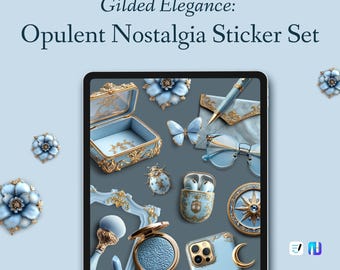 Set de stickers digitales Opulent Nostalgia – Lujo vintage para diario, planificación, scrapbooking y efímera – PNG, GoodNotes, Noteful