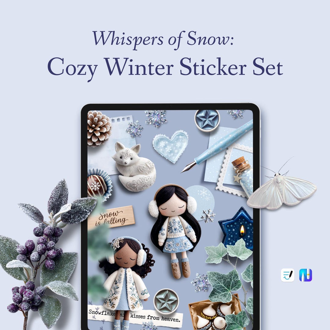Cozy Winter Digital Sticker Set – Planner Stickers, Journaling Stickers ...