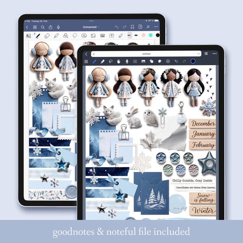 Cozy Winter Digital Sticker Set – Planner Stickers, Journaling Stickers ...