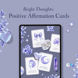 Set di adesivi digitali per la cura di sé: schede di affermazione digitali, adesivi per il diario e spunti per il diario - PNG, GoodNotes e file Noteful