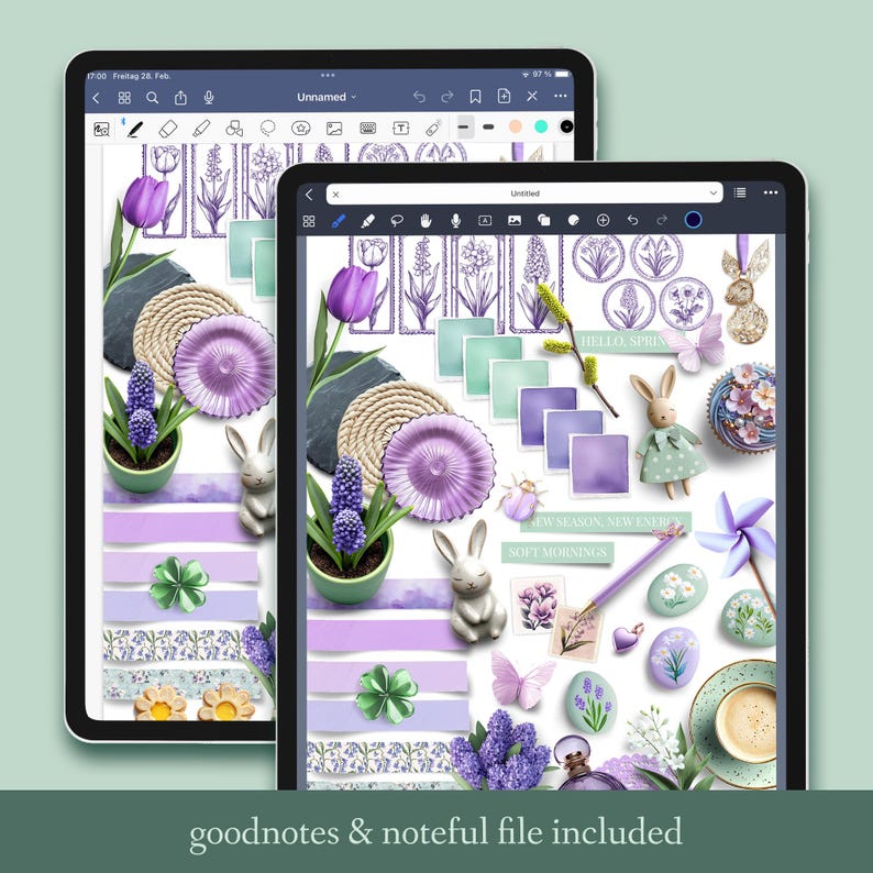 Digitales Frühlings-Sticker-Set – Journaling & Planner Sticker, Scrapbooking, Spring Aesthetic, Washi Tape – PNG, GoodNotes, Noteful Bild 8