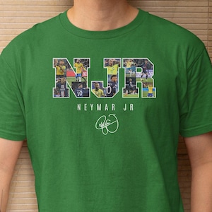 Neymar JR #10 Brazil Tribute Collage Shirt, Custom Gift For Sports Fans, Soccer Football Jersey Graphic Tee Personalized Gift Unisex T-Shirt