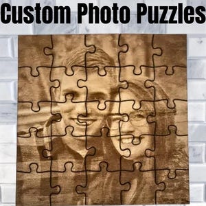 Custom Laser Engraved Photo Puzzle: 5x5 Wooden Keepsake
