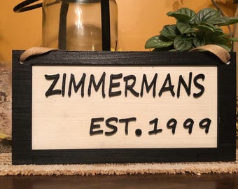 Custom Family Name Sign: Personalized Engraved Wood Plaque