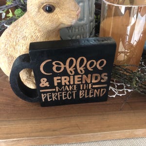 Personalized Wooden Coffee Sign – Custom Coffee Mug Decor – Inspirational Sayings & Quotes – Hand-Painted Rustic Kitchen Wall Art - Engraved