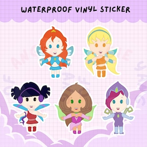 Winx Club Fairies Stickers, Vinyl, Waterproof, Cute Fairy, Gift, Scrapbooking, Wings