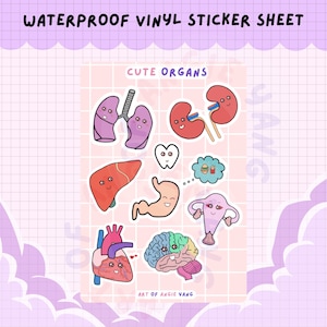 Stickervel schattige organen geneeskunde, kawaiistickers, waterdicht, scrapbooking, cadeau, med school, med student