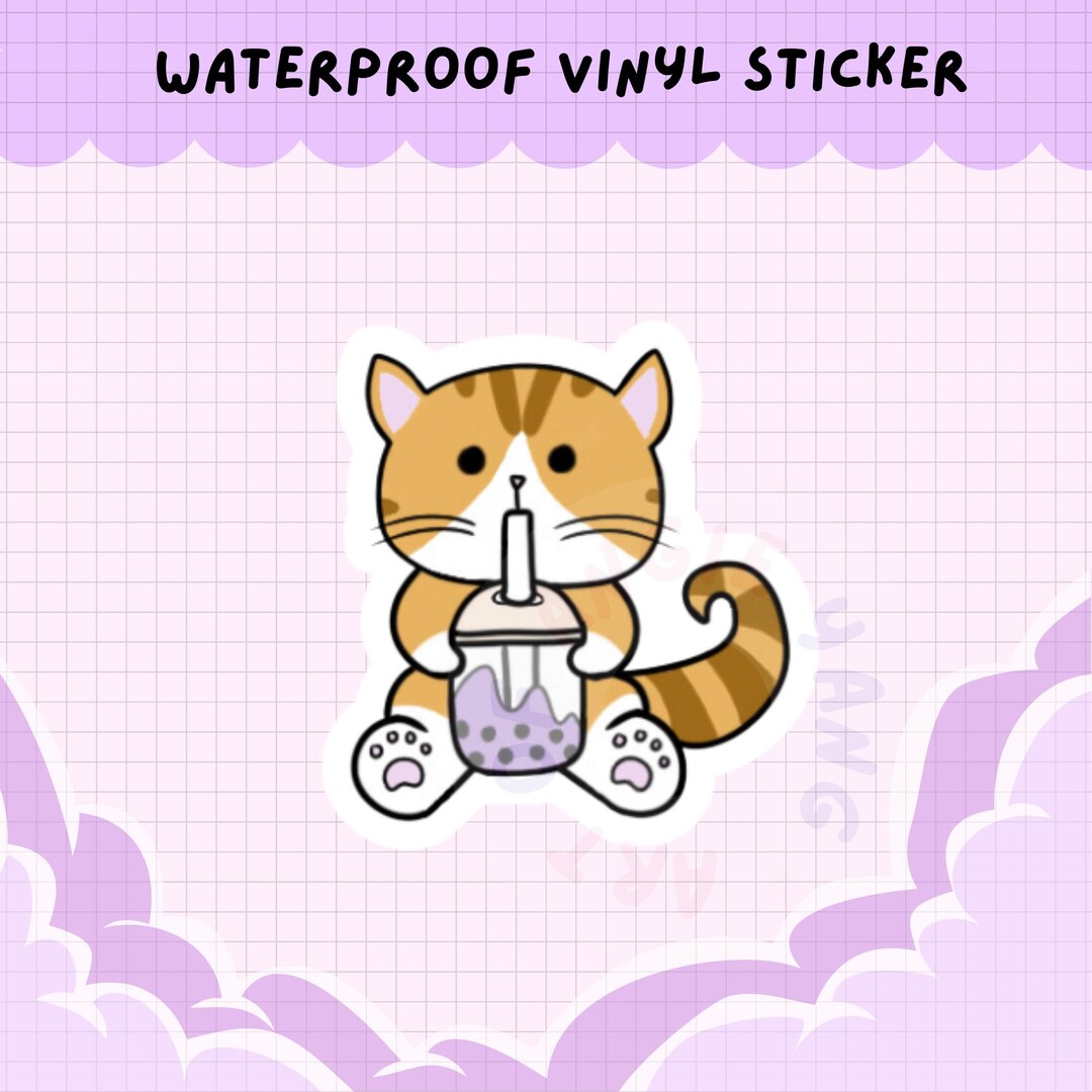 Cute Kawaii Waterproof Vinyl Orange Cat Sticker - Etsy