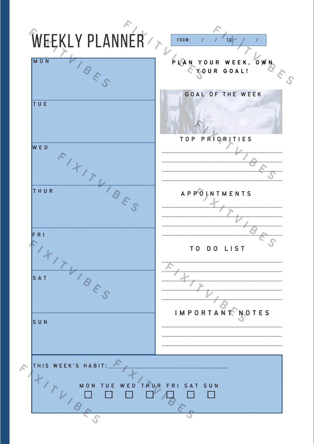 Minimalist Weekly Planner | Printable & Undated PDF | Aesthetic ...