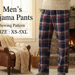 Men's Pajama Pants Sewing Pattern PDF | Easy Beginner PJ Bottoms | Lounge Trousers for Him | Multi Size