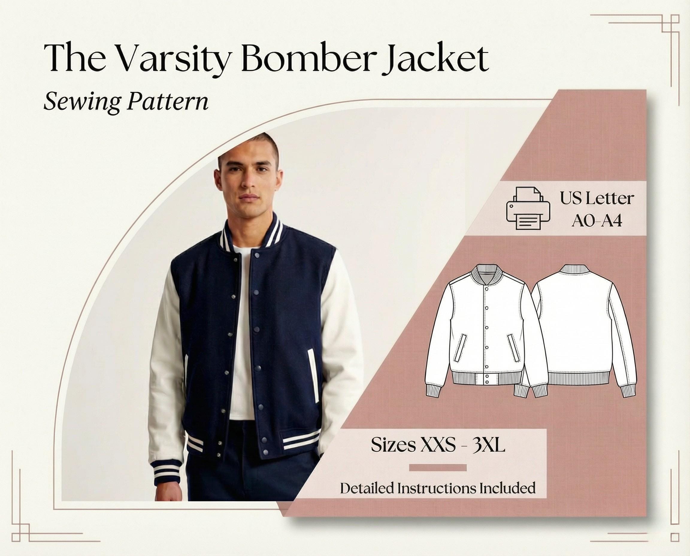 TRèS CHiC Varsity College Letterman Jacke Echtleder Weiß Ärmel