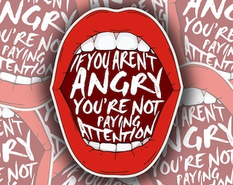 Sticker vinyle holographique Feminist Rage : sticker étanche pour ordinateur portable