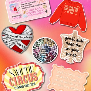 Swiftie Inspired Stickers | Holographic | Vinyl | Waterproof | Gift for Swifties | Taylor Inspired | Humor | Lyrics | Mastermind | Eras | 13