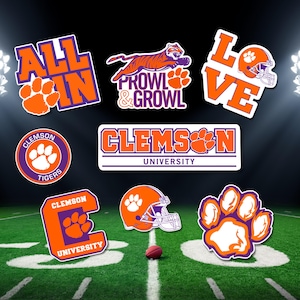 Clemson Universität Aufkleber | Vinyl | Wasserfest | Laminiert | College-Fußball | Clemson | Tigern | Orange | Lila | Südcarolina