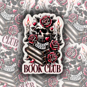Sticker club de lecture Lonely Hearts | Autocollants en vinyle | Holographique | Accessoire | Kindle | Foncé | Romance | Lecteurs | Cadeaux | Coeurs solitaires