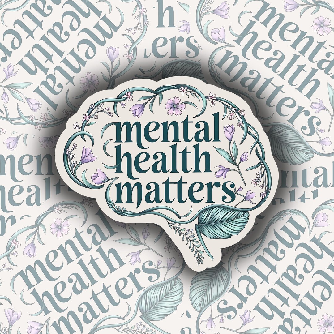 Mental Health Matters Sticker: Holographic Floral Brain Vinyl Decal - Etsy