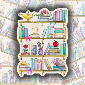Pegatina de estantería Érase una vez / Holográfica / Vinilo / Impermeable / Accesorio / Lectores / Libros / Inspirada en Disney / Inspirada en princesas / Leer