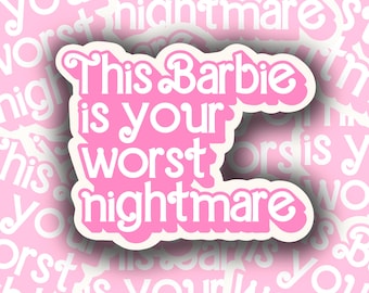 Holographischer Barbie Nightmare Aufkleber: Wasserfester Vinyl-Aufkleber