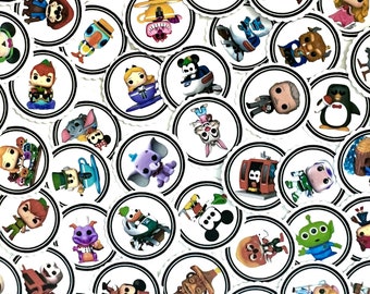 50+ Disney character theme 1 inch Circle Matte Stickers