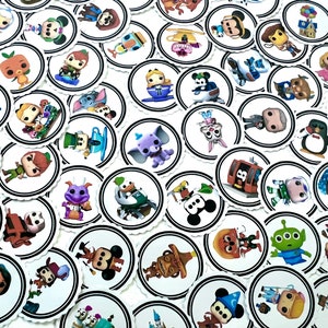 50 Disney character theme 1 inch Circle Matte Stickers image 5