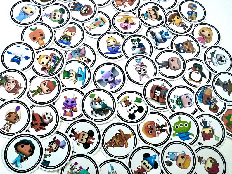 50 Disney character theme 1 inch Circle Matte Stickers image 5