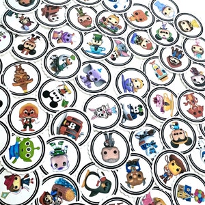 50 Disney character theme 1 inch Circle Matte Stickers image 3