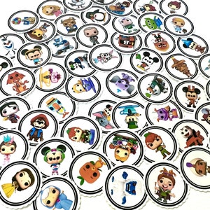 50 Disney character theme 1 inch Circle Matte Stickers image 4