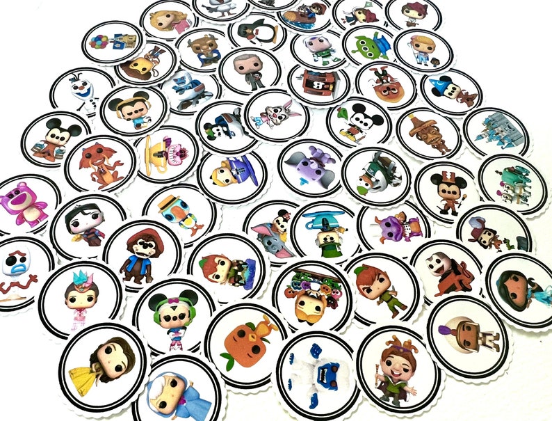 50 Disney character theme 1 inch Circle Matte Stickers image 4