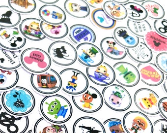 150+ Disney random theme 1 inch Circle Matte Stickers