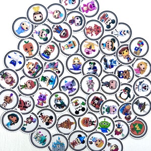 50 Disney character theme 1 inch Circle Matte Stickers image 2