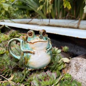 Handmade Ceramic Frog Mug: Whimsical Pottery Tea Cup
