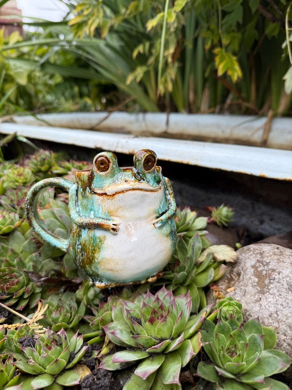 Handmade Ceramic Frog Mug: Whimsical Pottery Tea Cup