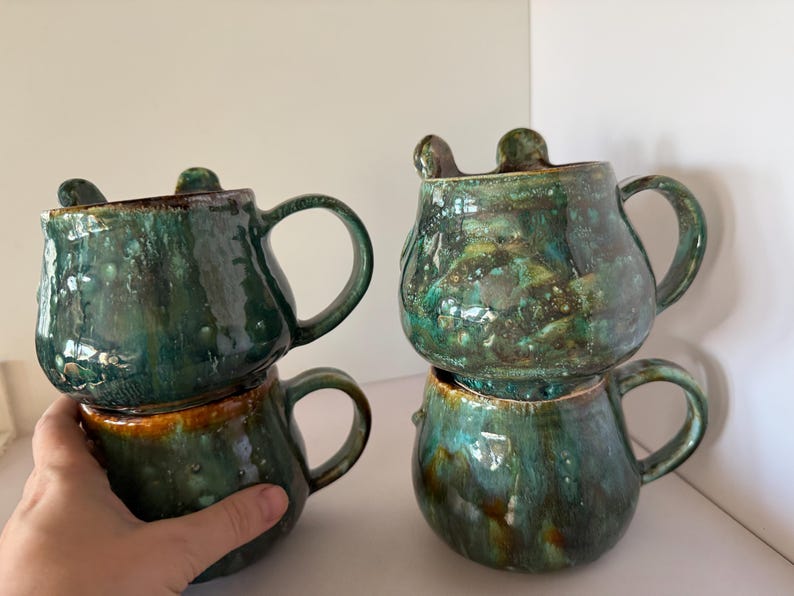 Handmade Ceramic Frog Mug: Whimsical Pottery Tea Cup image 5