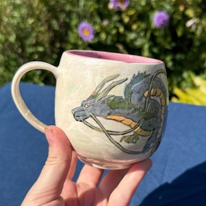 Rainbow Luster Dragon Mug: Handmade Ceramic Fantasy Art