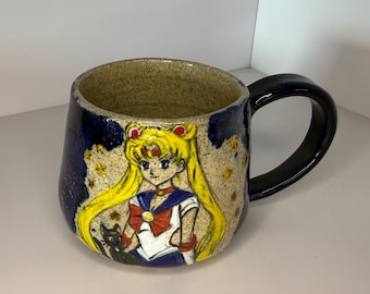 Taza de Sailor Moon pintada a mano, taza de café de anime, regalo de chica mágica