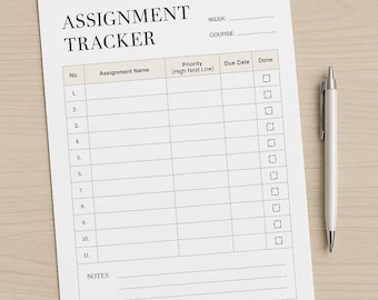 Student Assignment Tracker Printable | Weekly Homework Planner PDF | Course Organizer | Study Schedule | Aesthetic School Planner