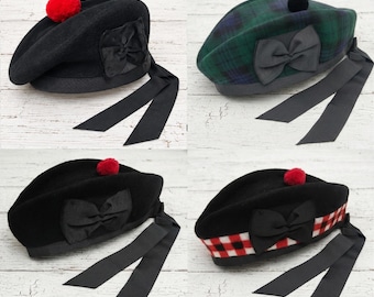 Scottish Glengarry Bag Piper Hat Kilts Army Bagpipe Band Parade Tammy  Bonnet Cap