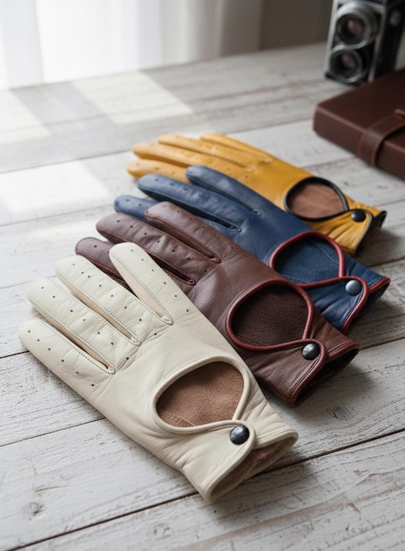 Aniline Leather Gloves Car driving Working Chauffeur Parade Vintage Retro Style