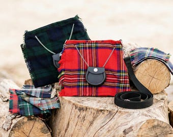 Scottish Shoulder Hand Bag Tartan Gift Wallet Passport Holder Women's Girls