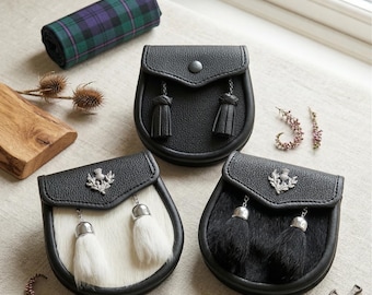 Kids Leather Sporran Youth Children Scottish wallet for Kilt Highland Dress