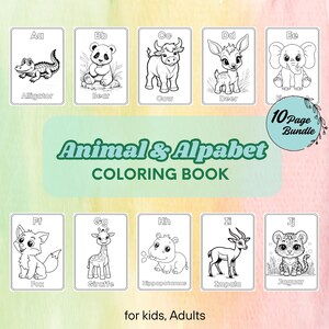 ABC Baby Shower Coloring Book | Baby’s First ABC Coloring Pages |  Cute Animal Coloring Pages| Cute Printable Book for Baby Shower